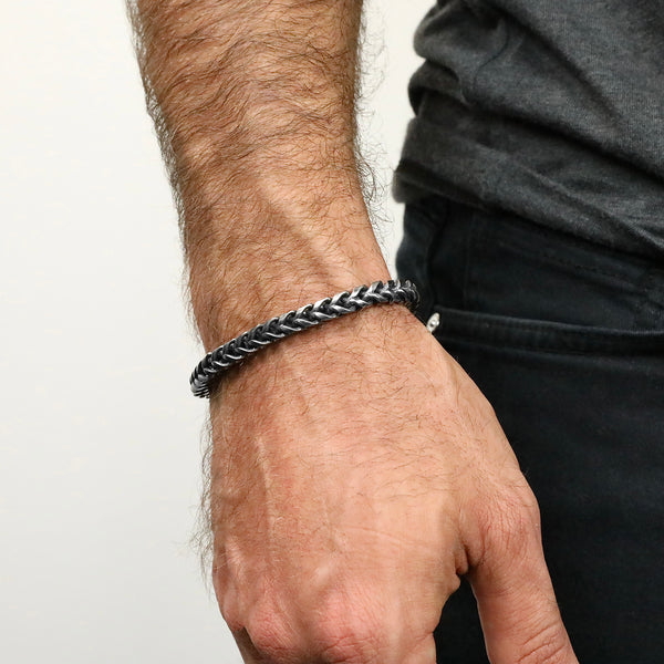 Cross Franco Bracelet - Aged Silver 6mm