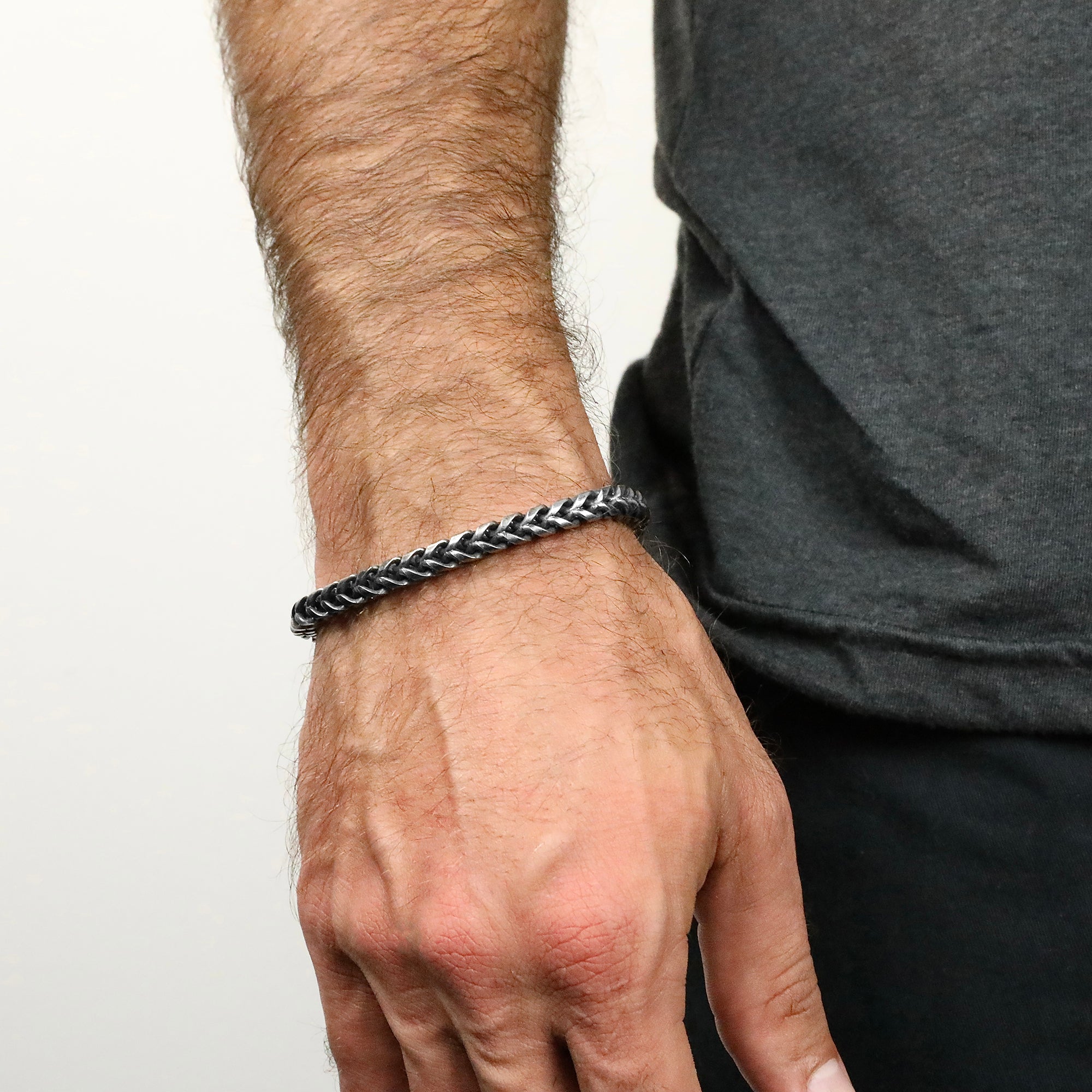 Cross Franco Bracelet - Aged Silver 6mm