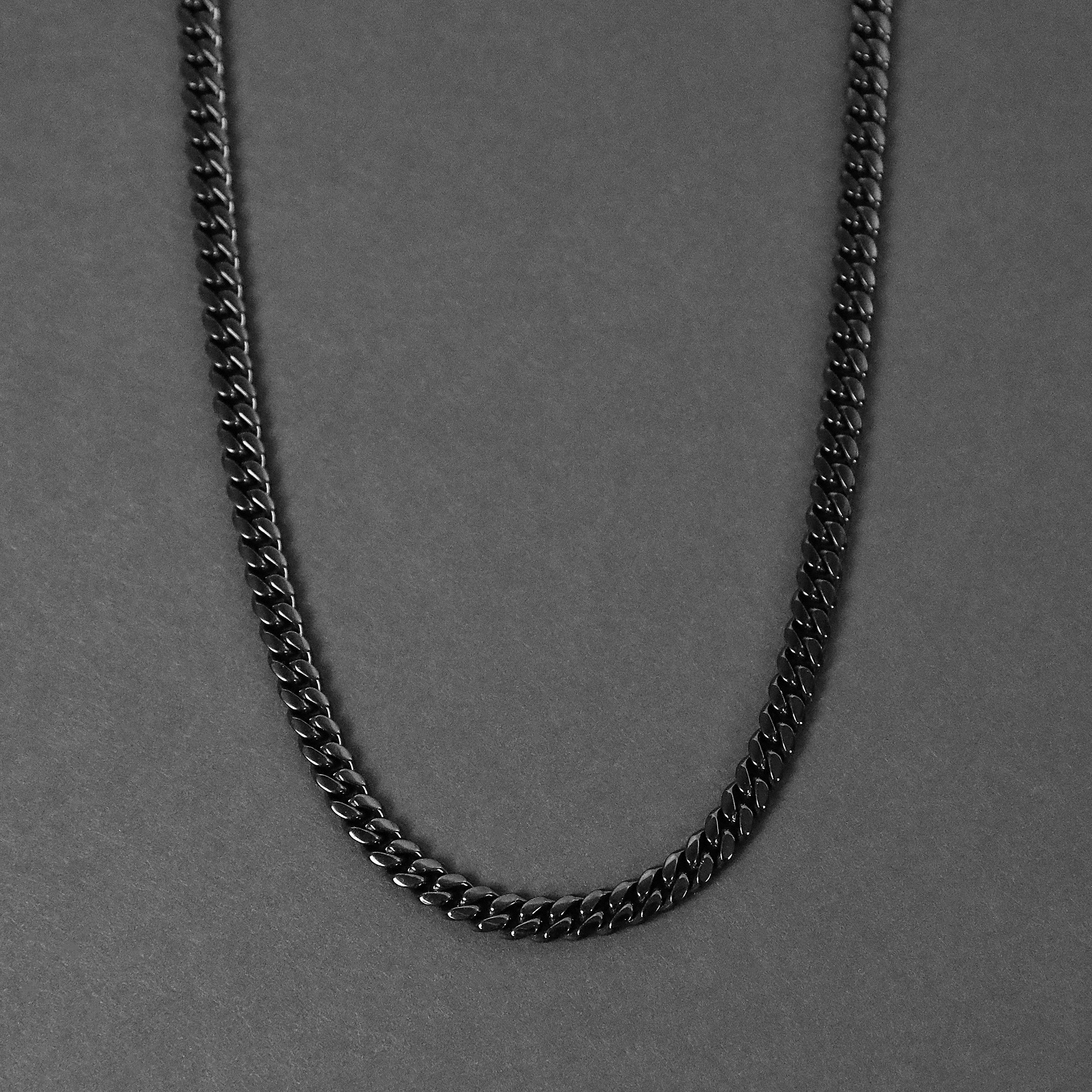 Mens Black Necklace, 5MM Black Cuban Curb Link Chain Necklace Mens Jewelry  Valentine's Day Gift -  Finland
