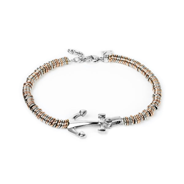 Anchor Disc Bracelet - Silver x Copper 5mm