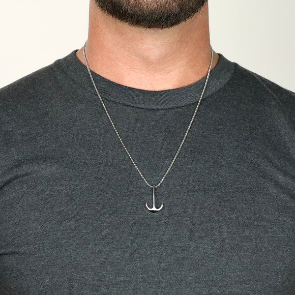 Modern Anchor Necklace - Silver