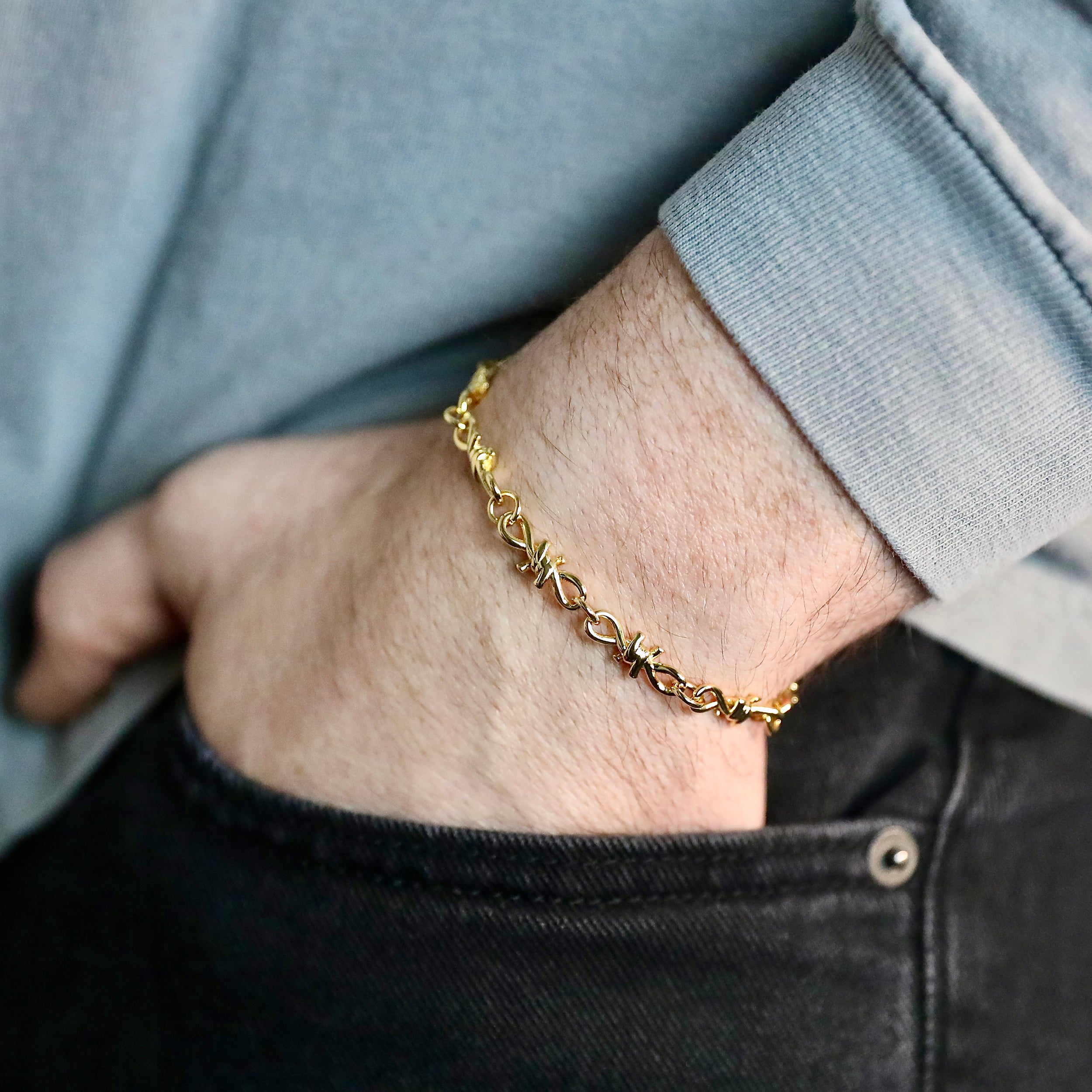 Barbed Wire Bracelet - Gold 7mm