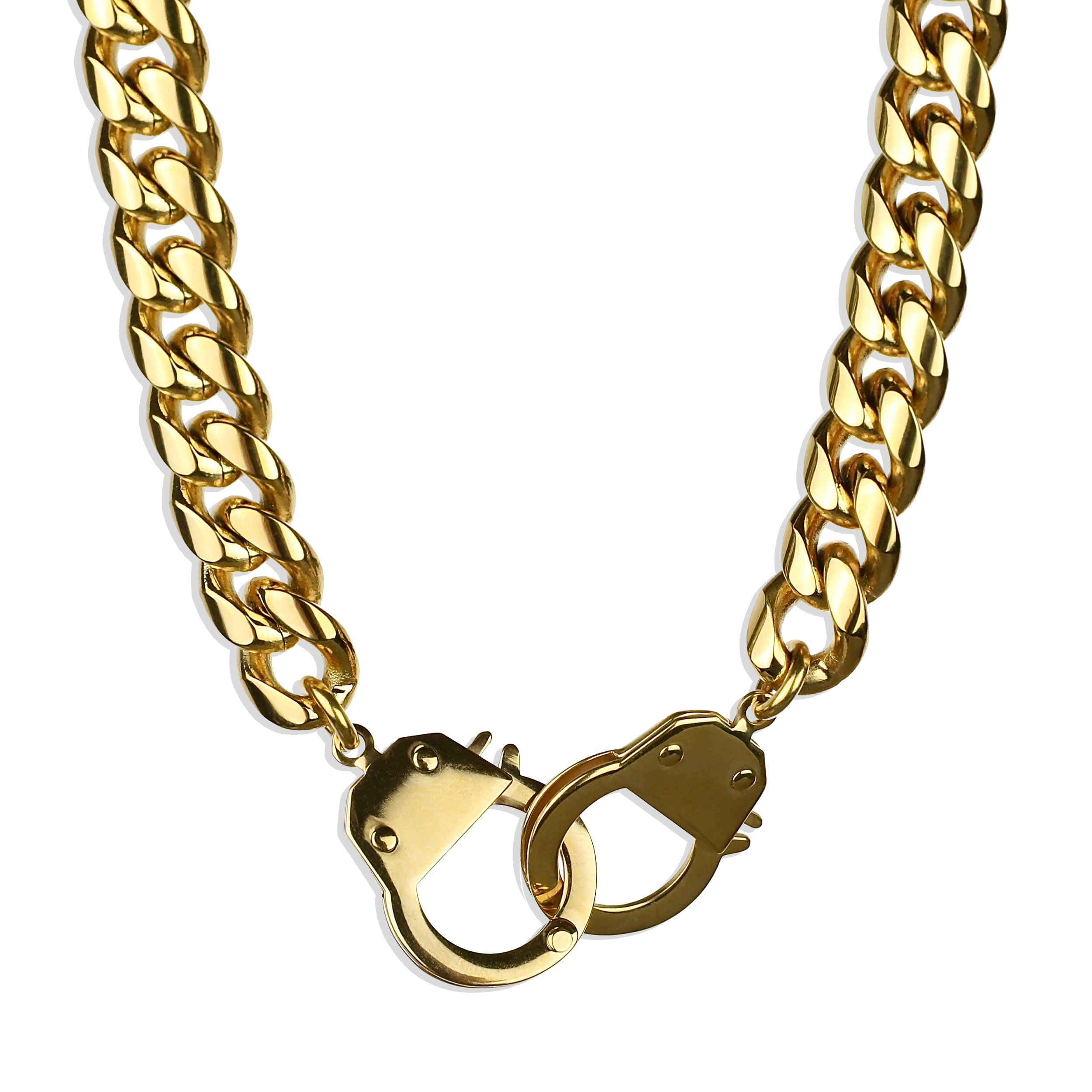 Cuban Cuff Chain Necklace - Gold 10mm