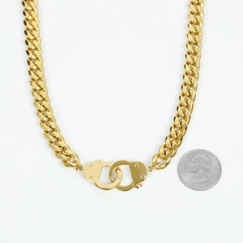 Cuban Cuff Chain Necklace - Gold 10mm