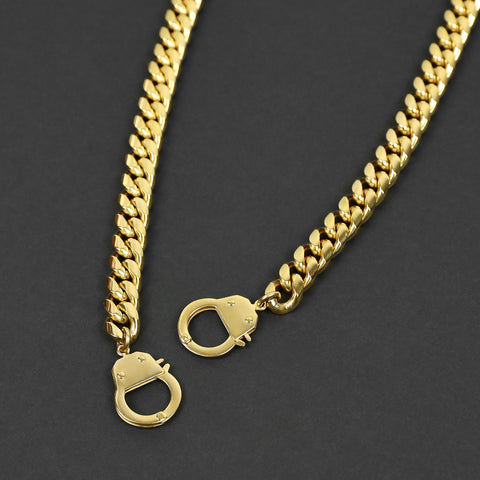 Cuban Cuff Chain Necklace - Gold 10mm