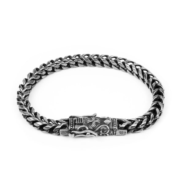 Cross Franco Bracelet - Aged Silver 6mm