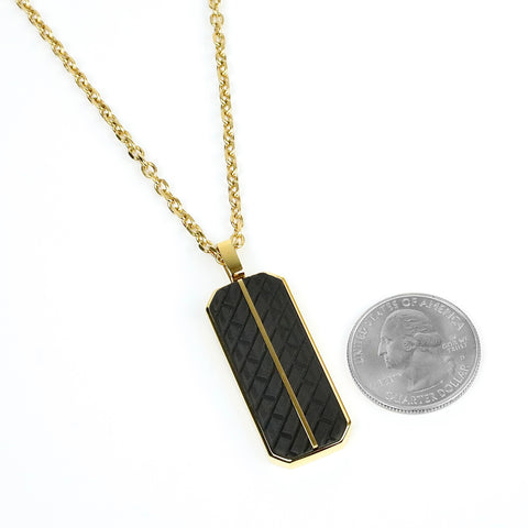 Tread Carbon Fiber Tag Necklace - Gold x Black