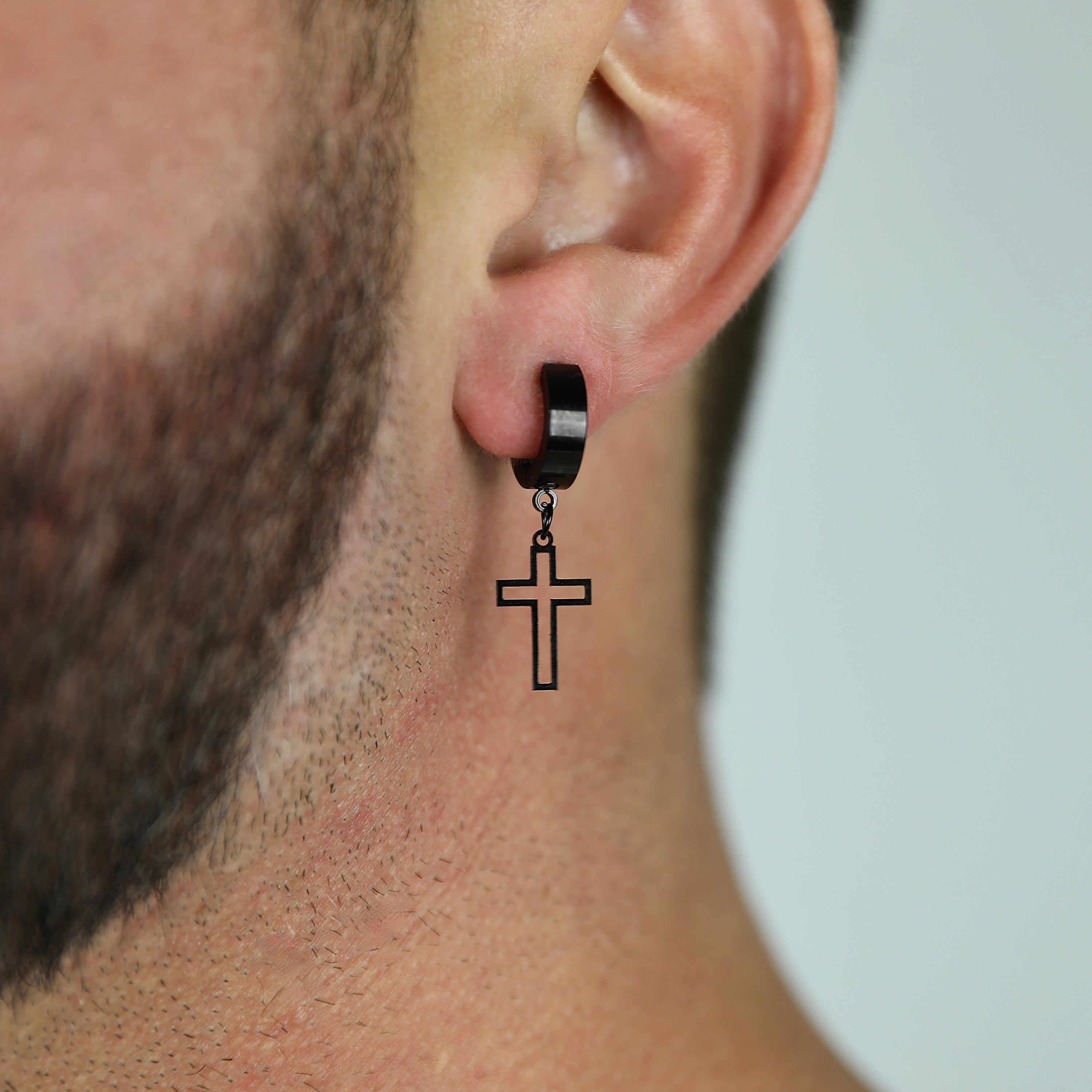 Cross Outline Earring - Black