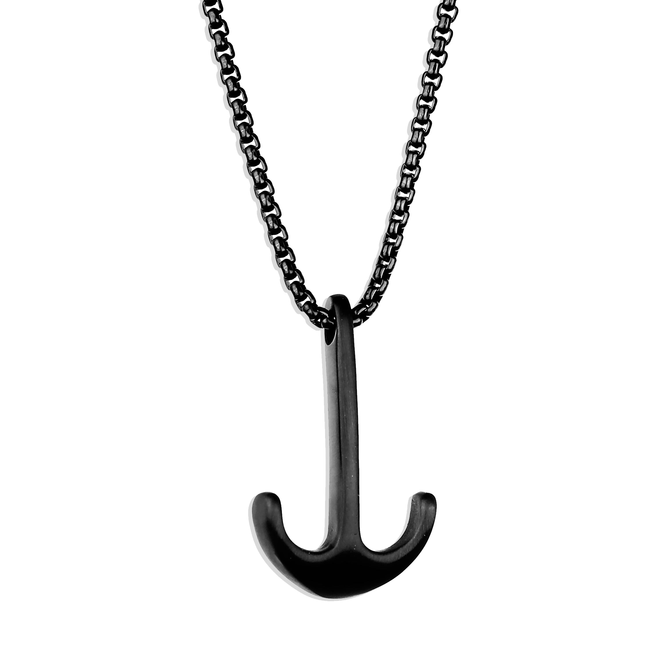 Modern Anchor Necklace - Black