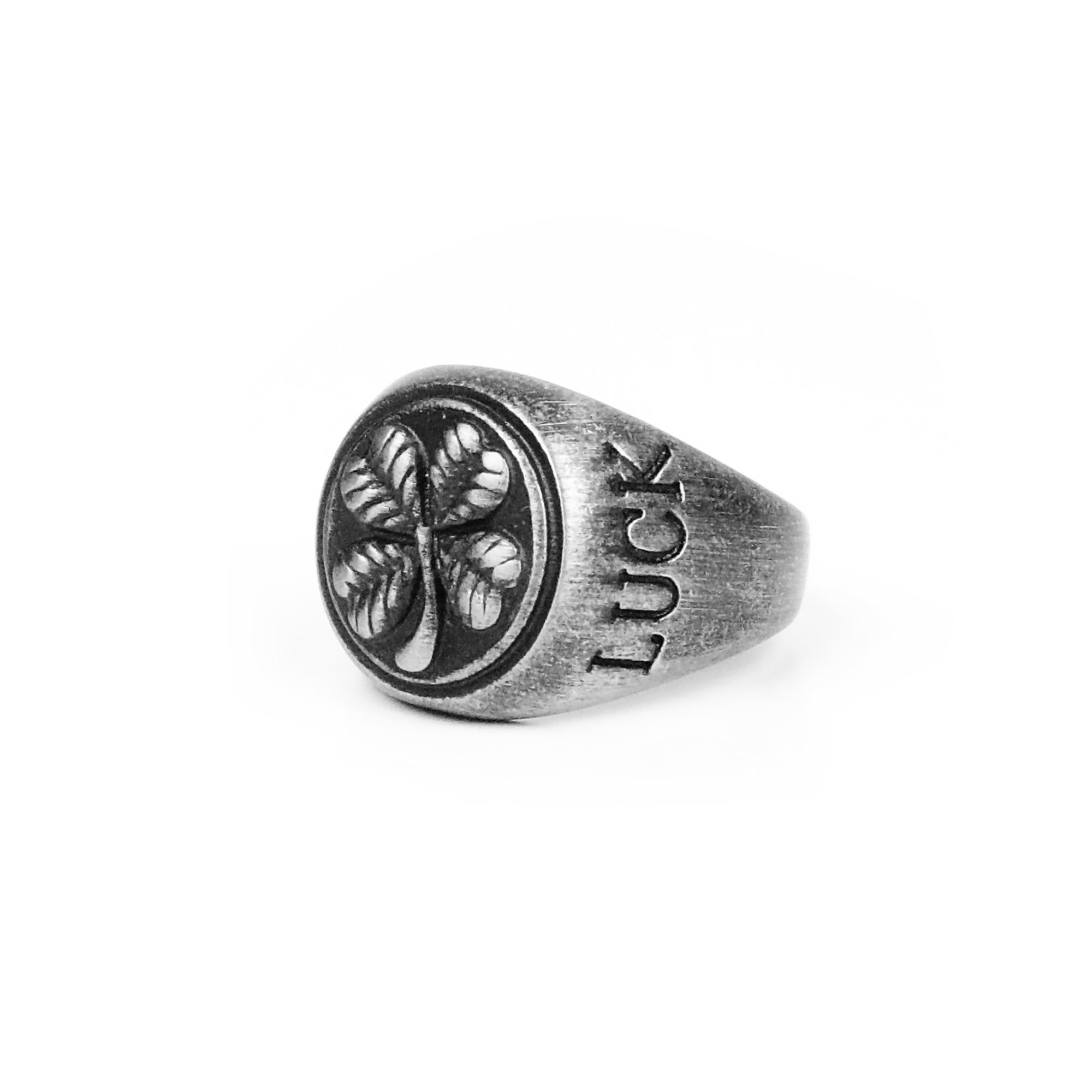 Good Luck Clover Ring - Aged Silver