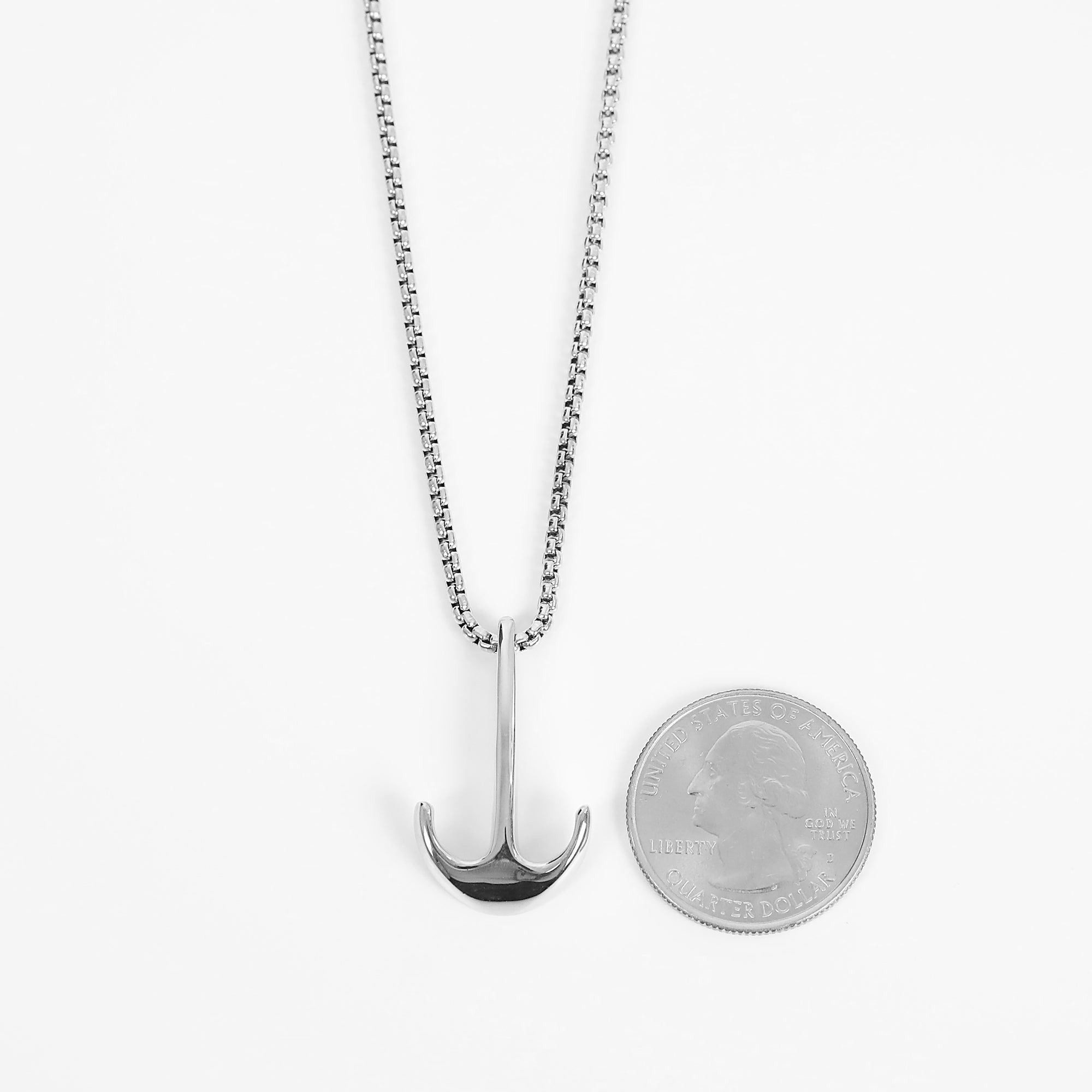 Modern Anchor Necklace - Silver