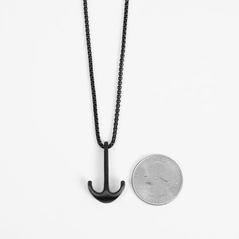 Modern Anchor Necklace - Black