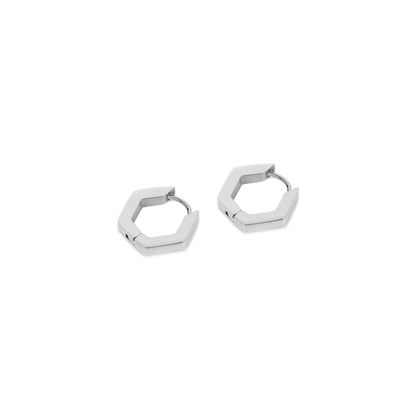 Hex Hoop Earring - Silver