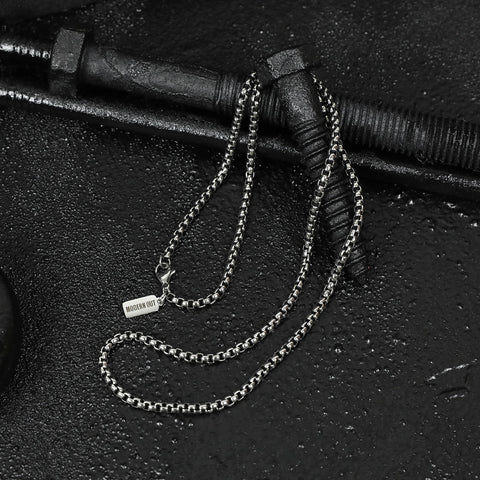 Box Chain Necklace - Burnish Silver 3.5mm