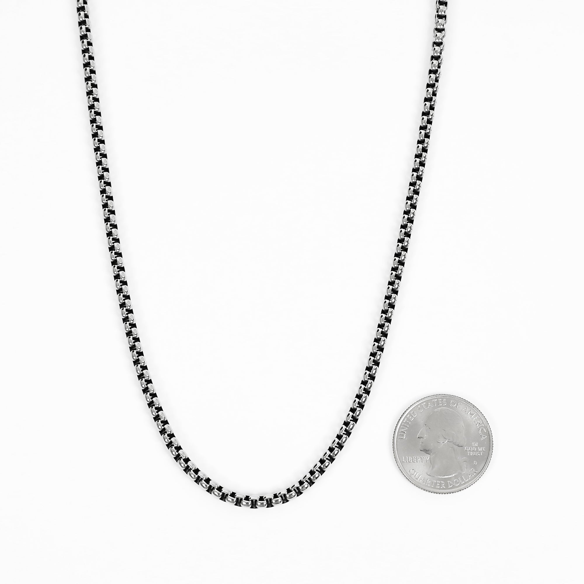 Box Chain Necklace - Burnish Silver 3.5mm