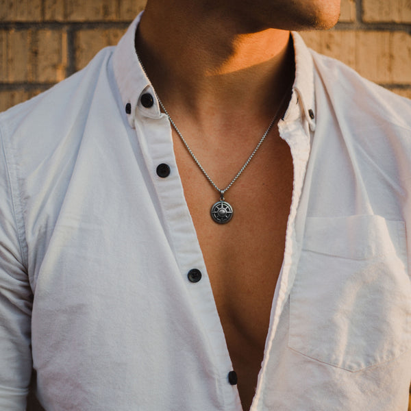 Seeker Compass Necklace - Silver