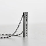 Morse Code Bar Necklace - Brushed Steel 6mm