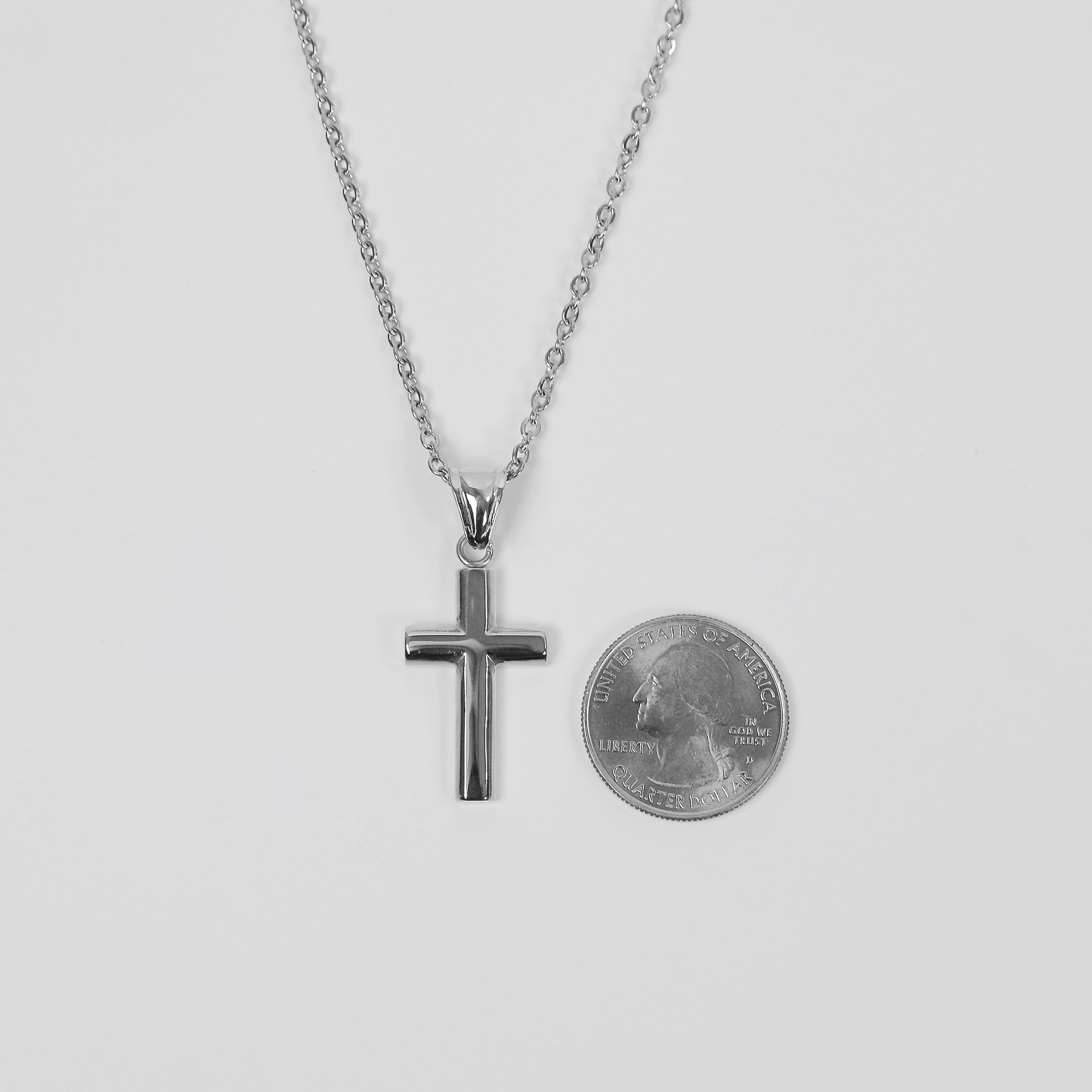 Bold Cross Necklace - Silver