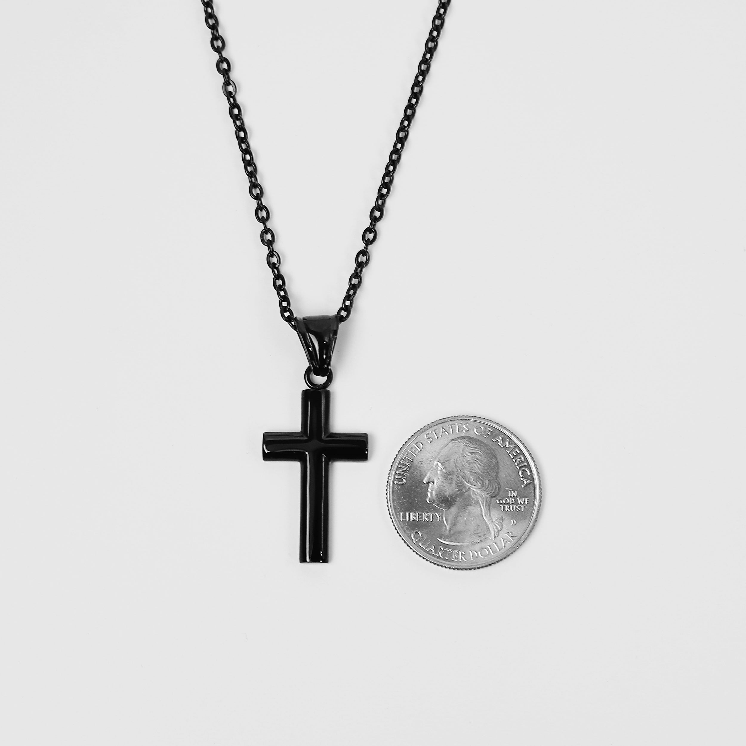 Bold Cross Necklace - Black