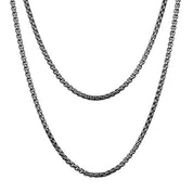 Double Layered Box Chain Necklace - Silver 2mm