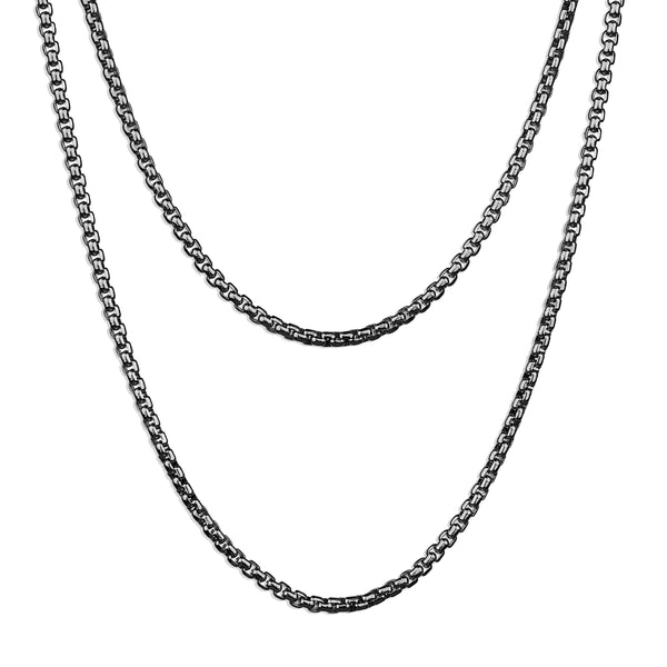 Double Layered Box Chain Necklace - Silver 2mm