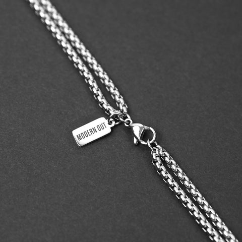 Double Layered Box Chain Necklace - Silver 2mm