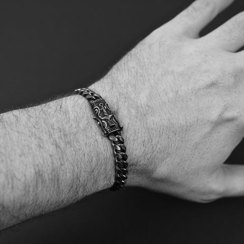 Anchor Curb Bracelet - Aged Silver