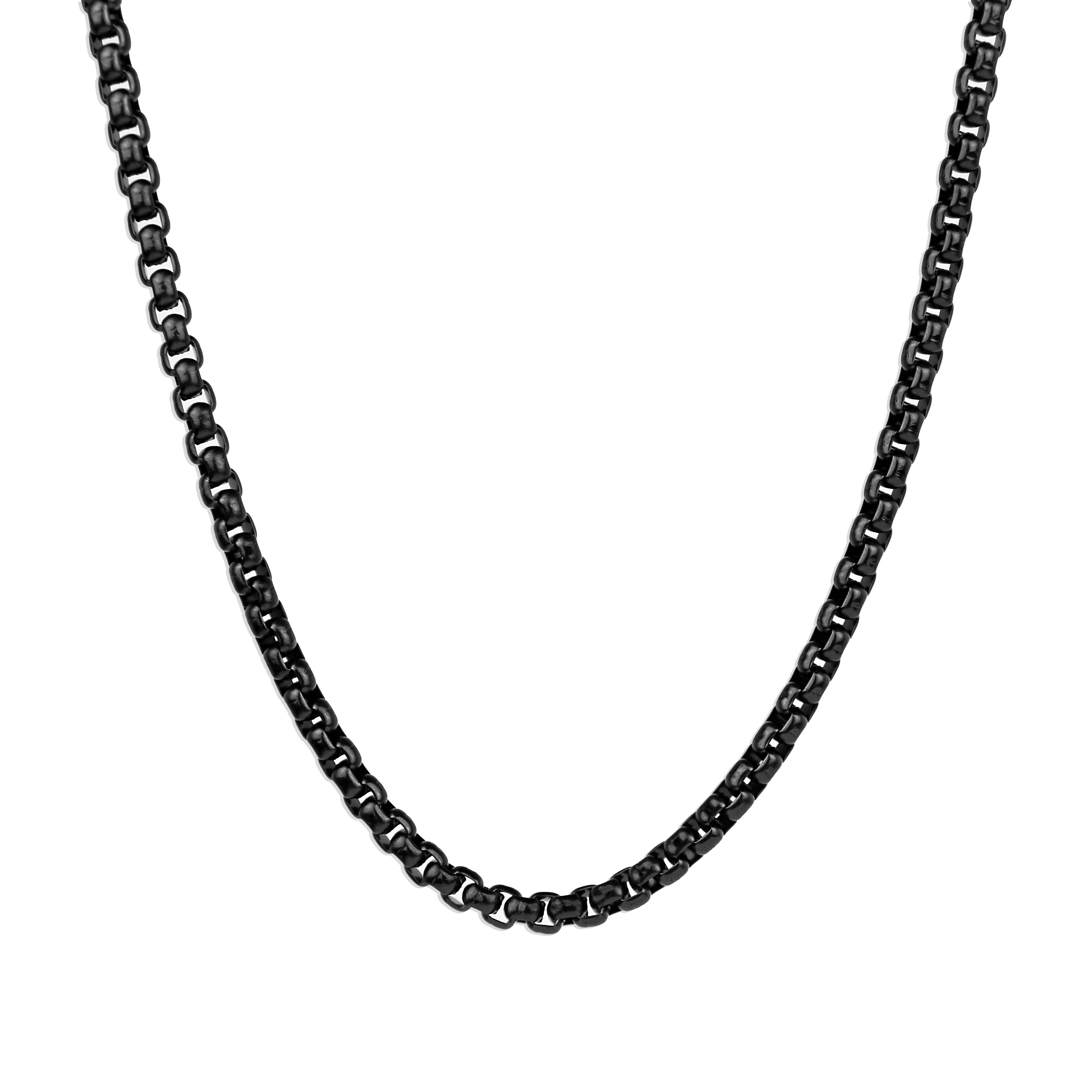 Box Chain Necklace - Black 3.5mm 24 Inches