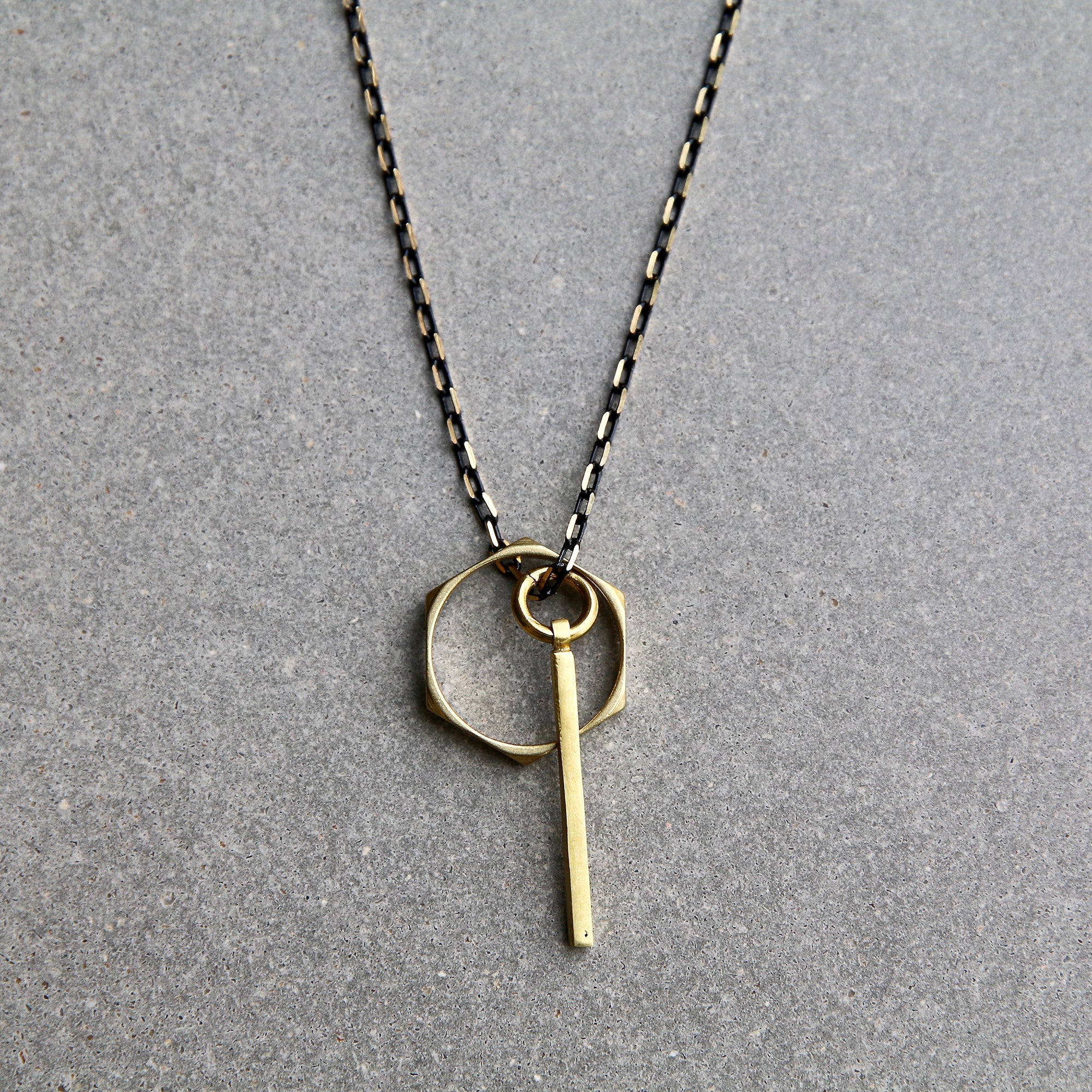 Opposites Attract Necklace - Brass