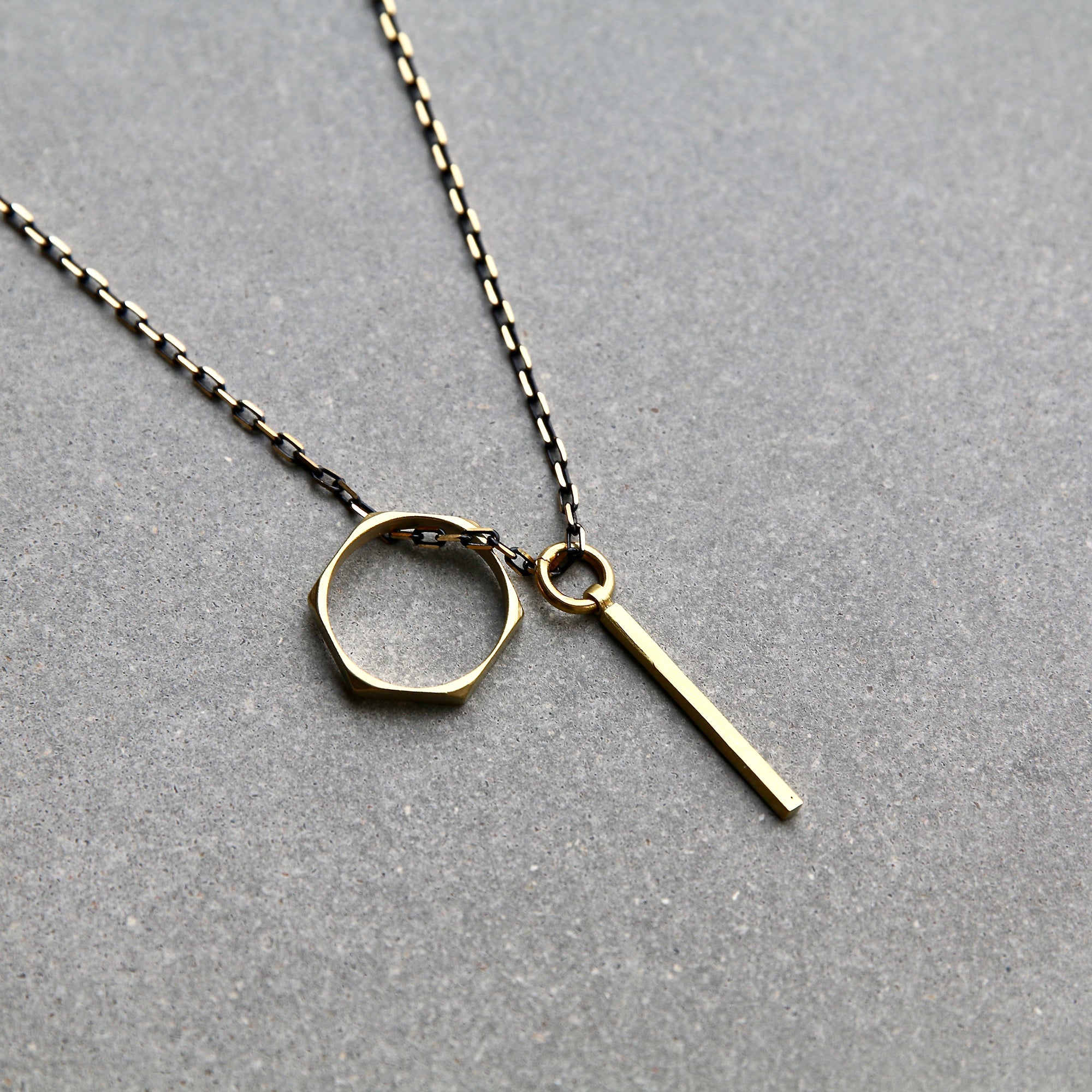 Opposites Attract Necklace - Brass