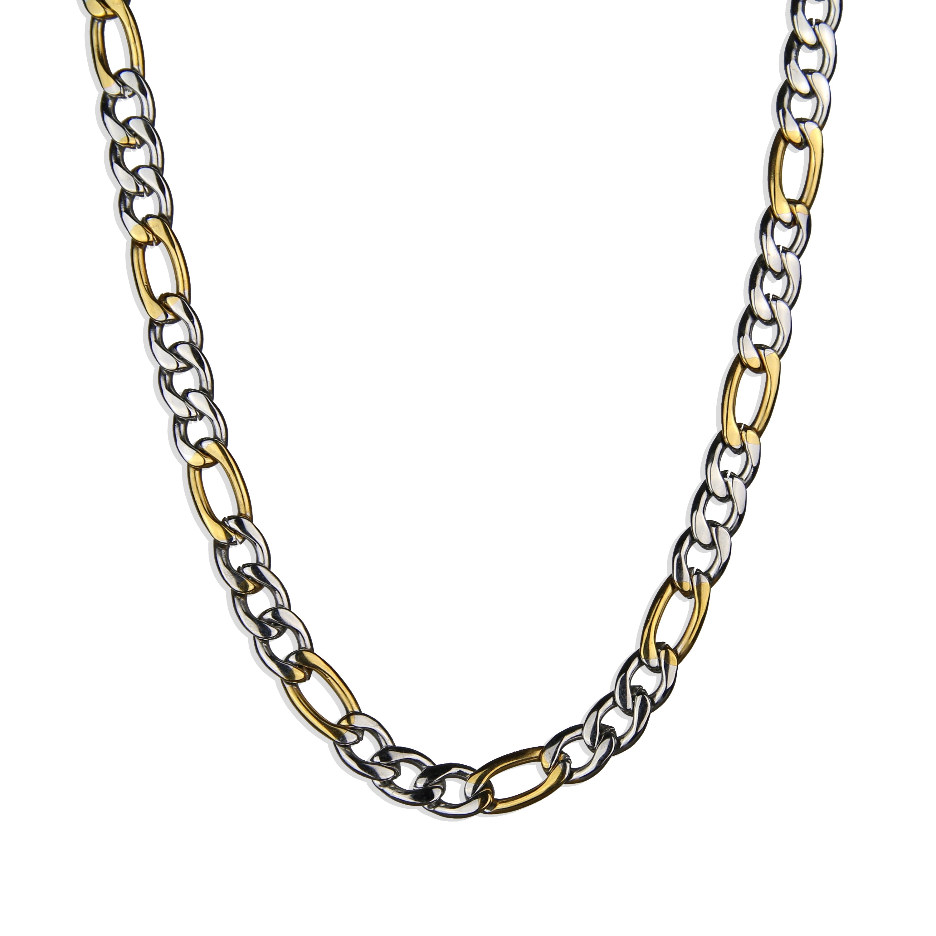 Figaro Chain Necklace - Silver x Gold 6mm