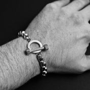 Thick Toggle Bracelet - Aged Silver