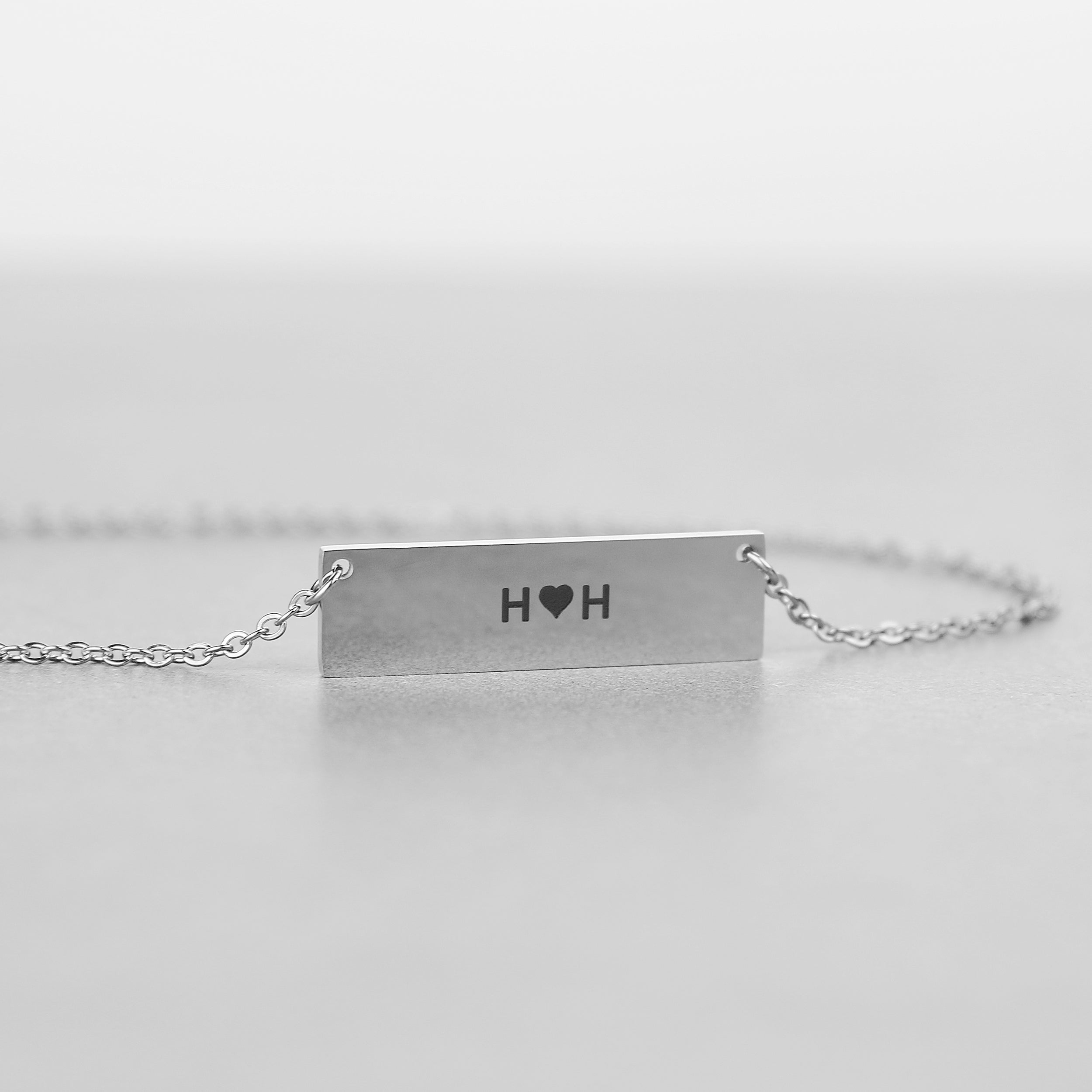 Horizontal Bar Necklace For Her - Silver