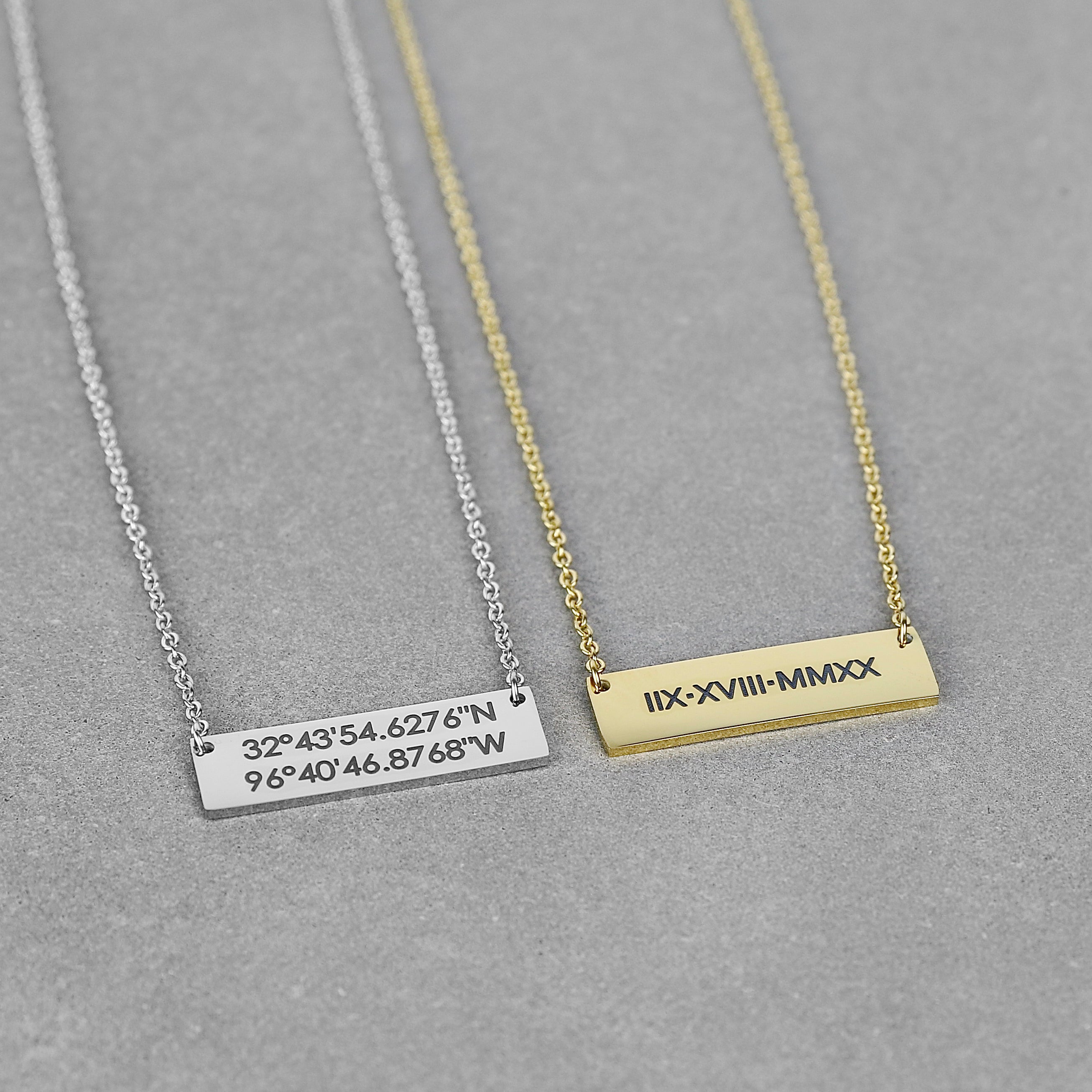 Horizontal Bar Necklace For Her - Gold