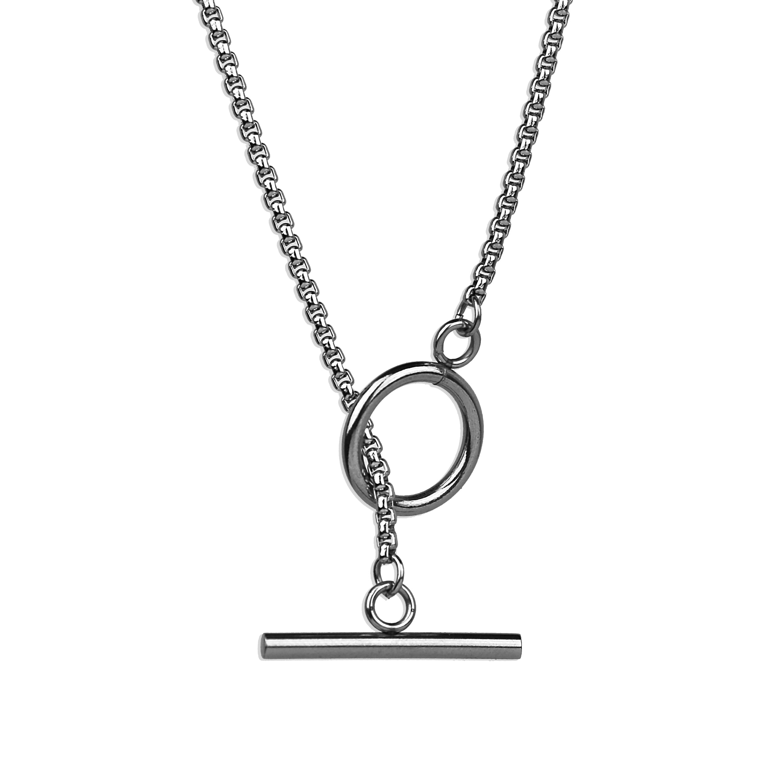 Toggle Box Chain Necklace - Silver