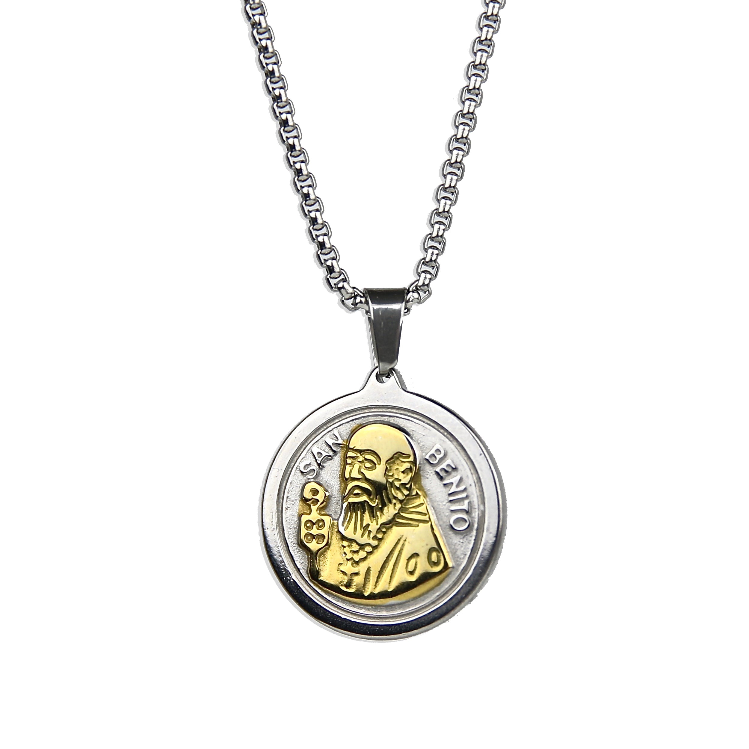St. Benedict Medallion Necklace - Gold x Silver