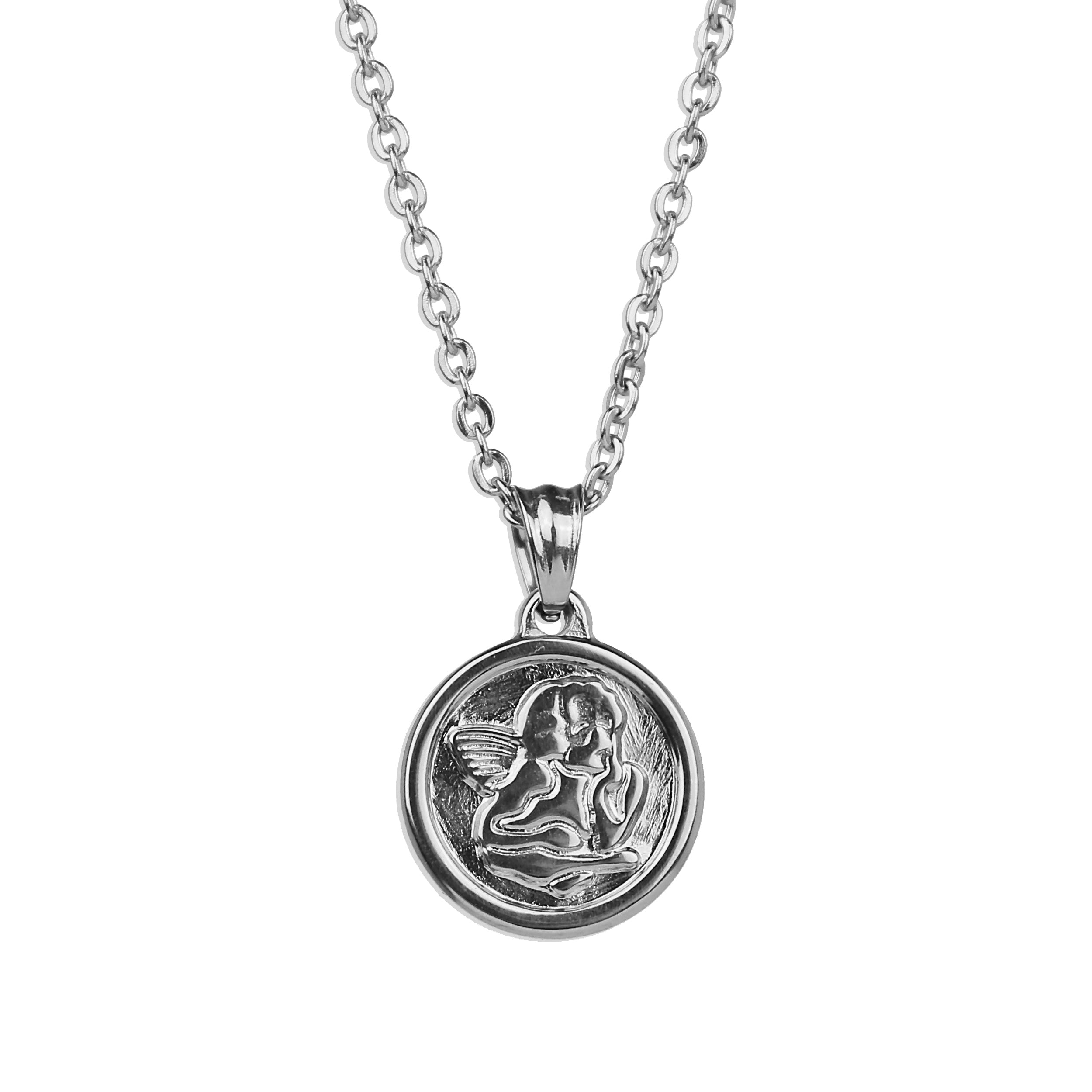 Small Guardian Angel Necklace - Silver