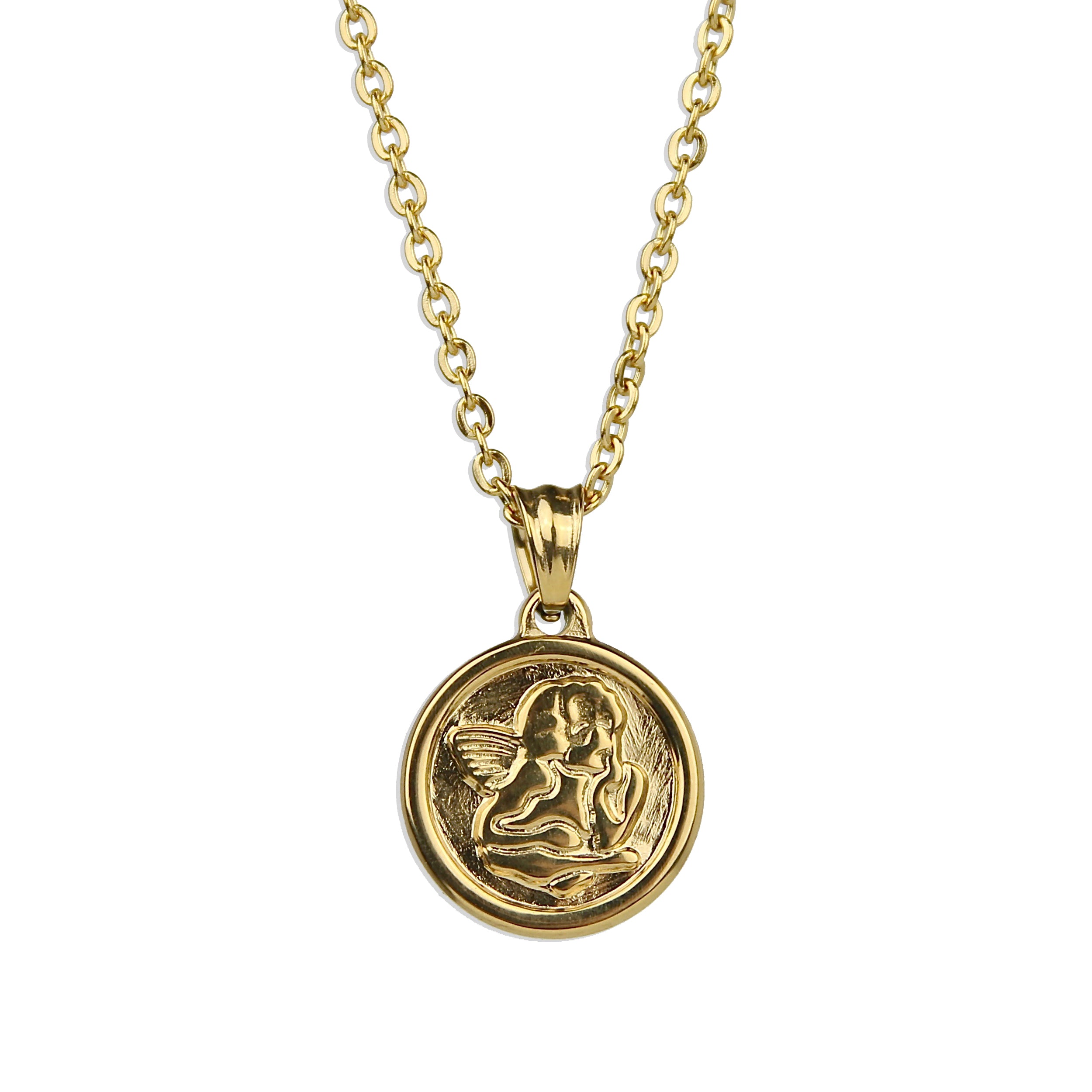 Small Guardian Angel Necklace - Gold