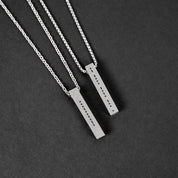 Morse Code Bar Necklace - Brushed Steel 6mm