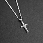 Modern Cross Necklace  - Silver