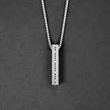 Morse Code Bar Necklace - Brushed Steel 6mm