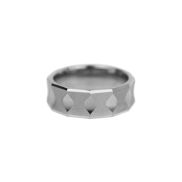 Faceted Tungsten Band - Silver