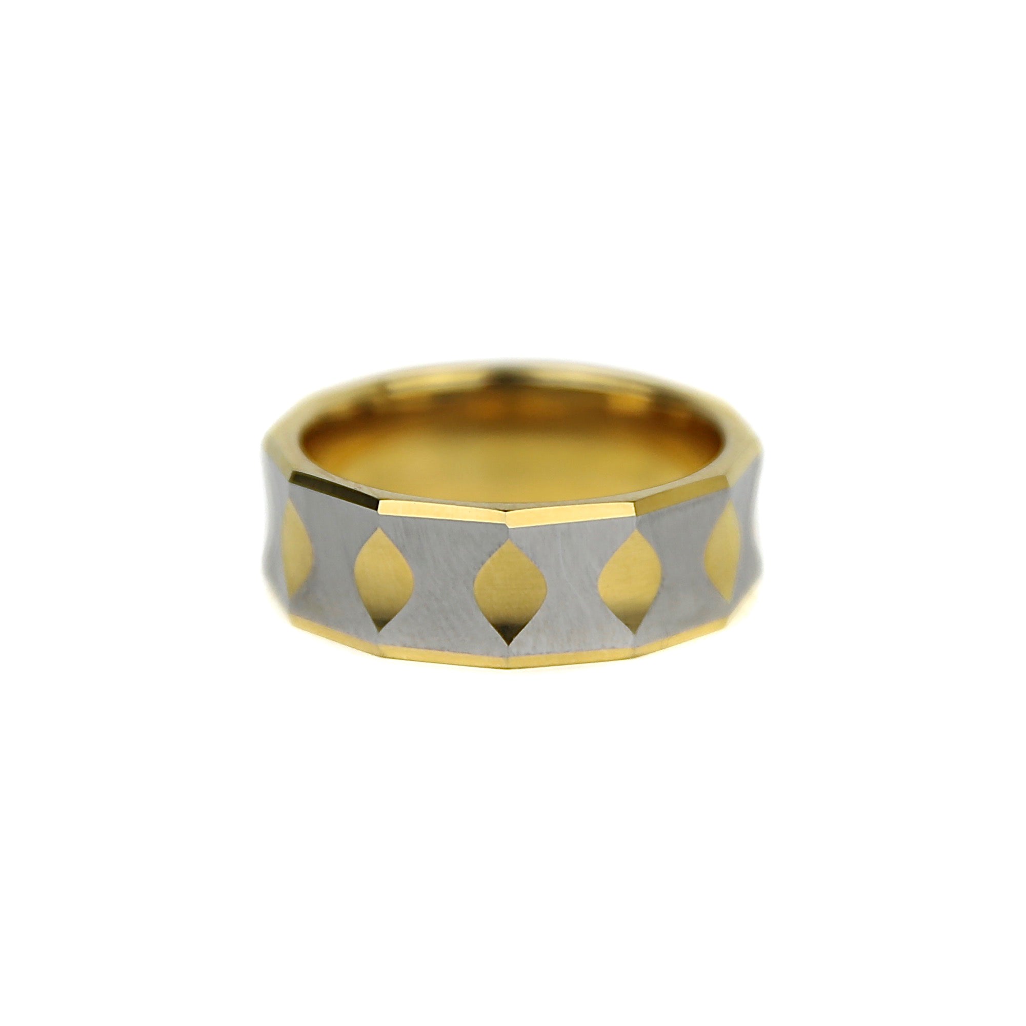Faceted Tungsten Band - Gold x Silver