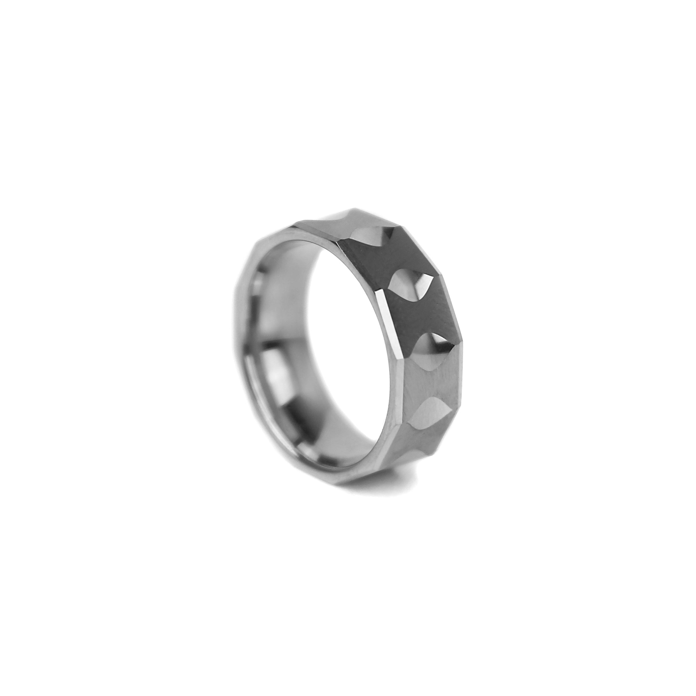 Faceted Tungsten Band - Silver
