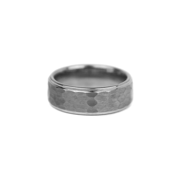 Hammered Tungsten Band - Silver