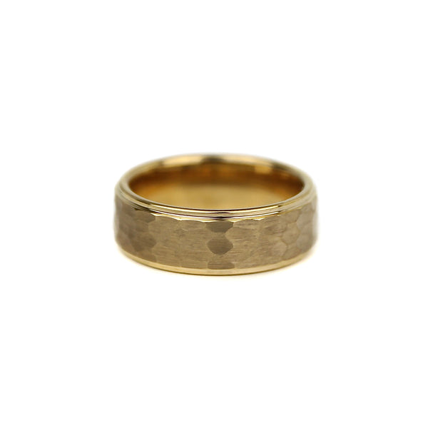 Hammered Tungsten Band - Gold