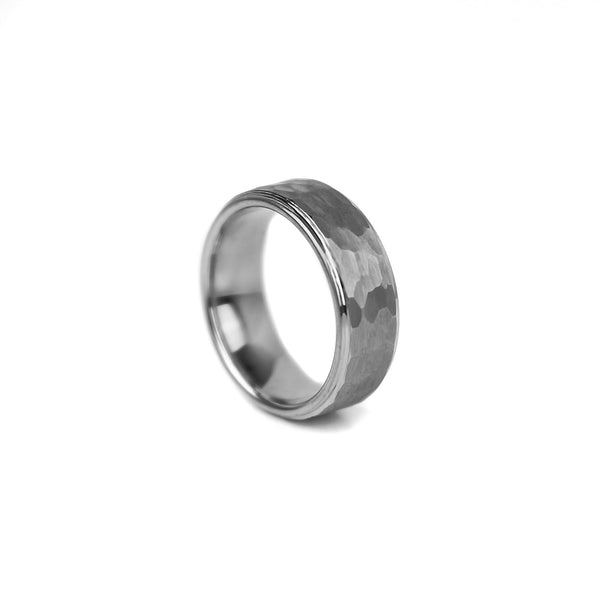 Hammered Tungsten Band - Silver