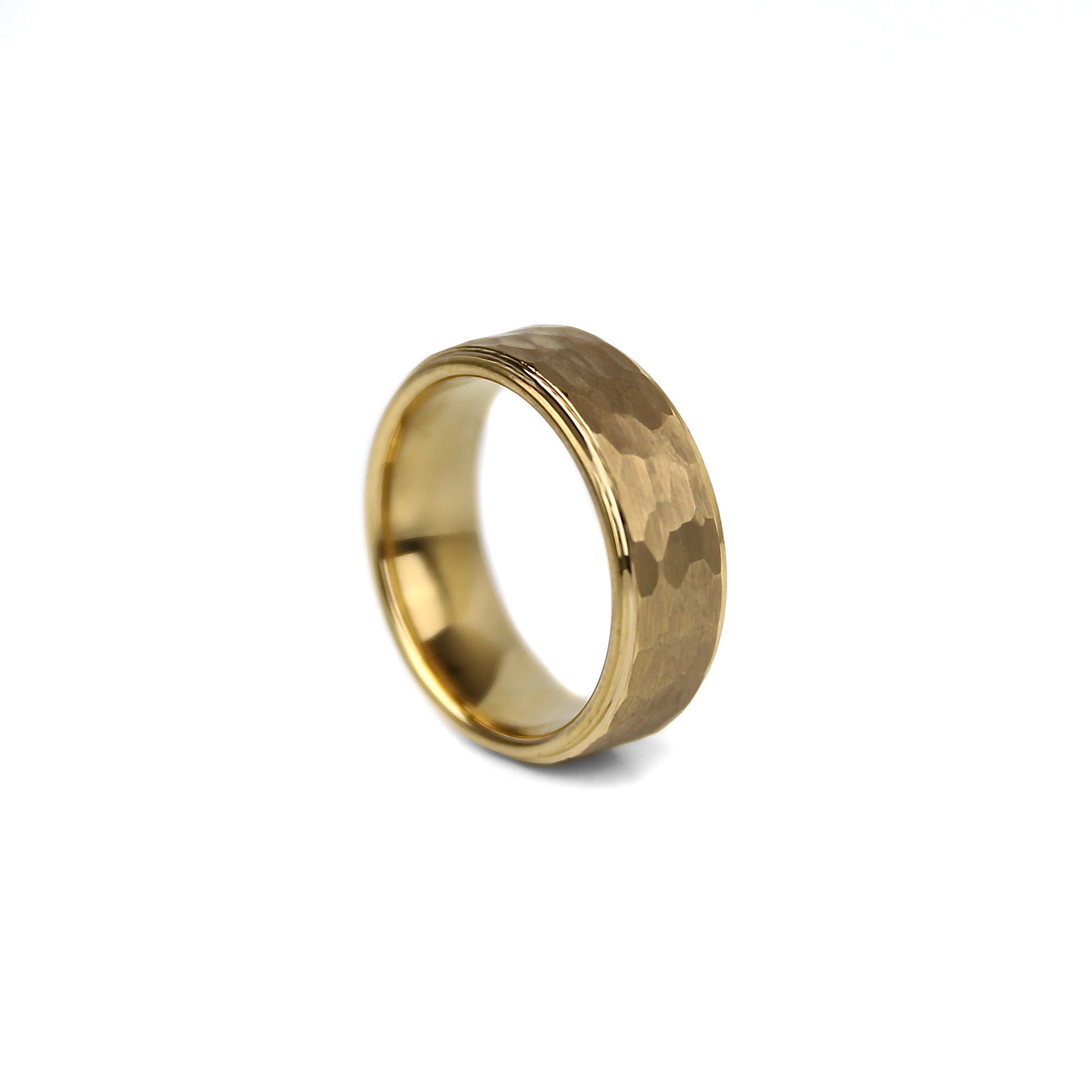 Hammered Tungsten Band - Gold