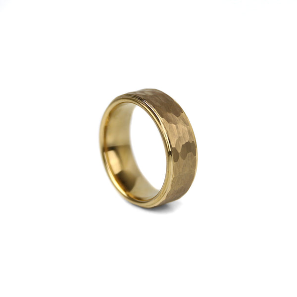 Hammered Tungsten Band - Gold