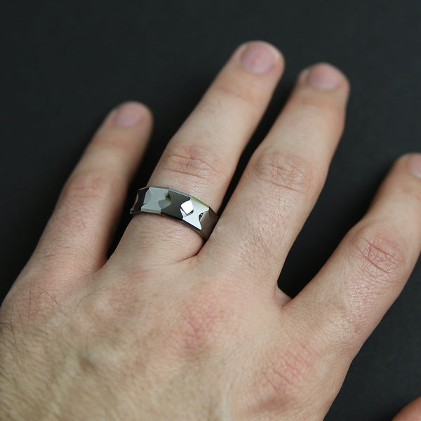 Faceted Tungsten Band - Silver